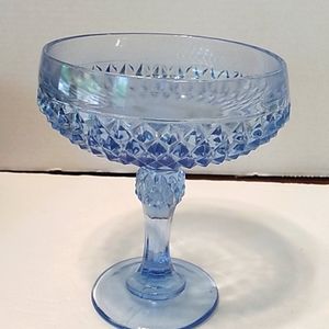 🌙 Vintage diamond point glass compote 1970s